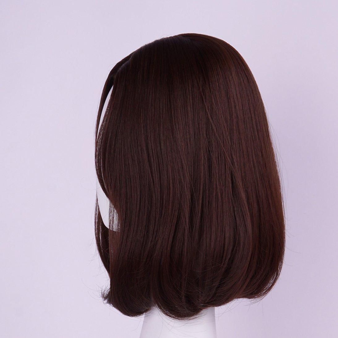 Dreammask schulterlange Volumen Birnenkopf Perücke mit Pony dunkelbraun J40